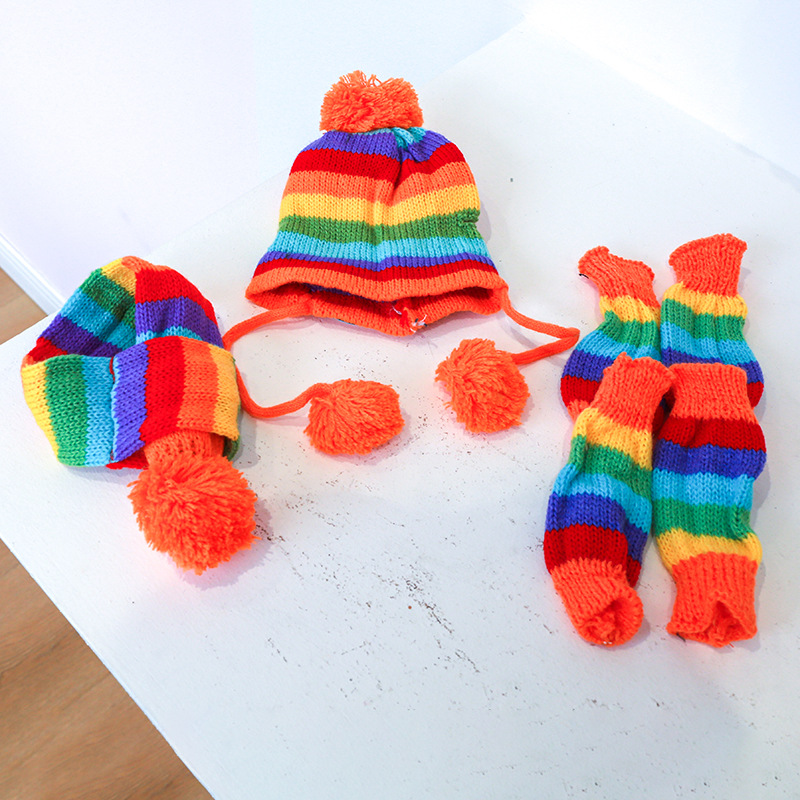 Rainbow Stripe Knitted Dog Win - Winter Clothing Leg Warmers incelemesi ve fiyatı