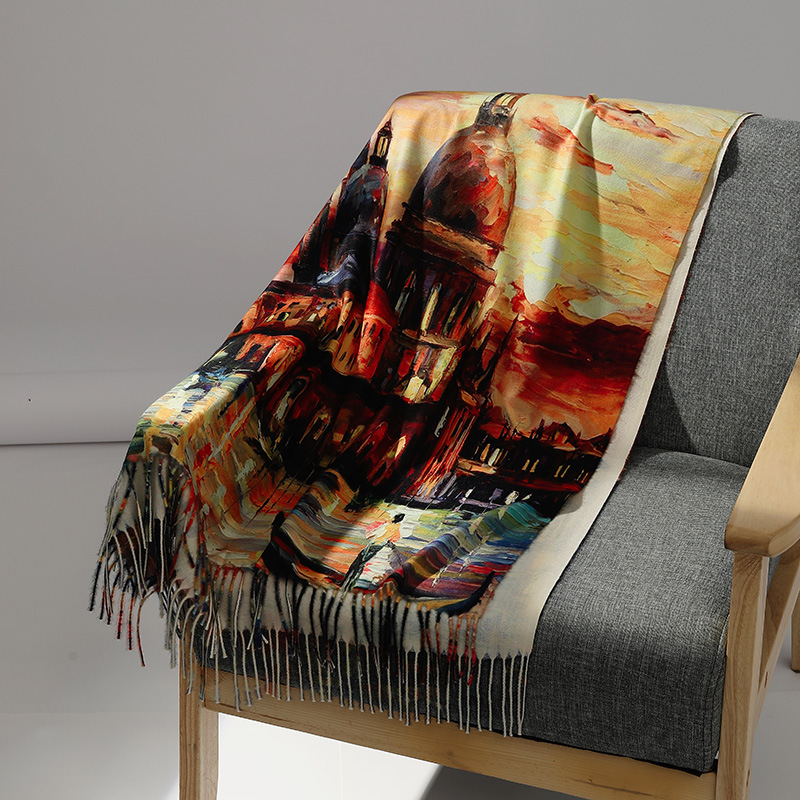 Luxury Brand Oil Painting Cash - Cashmere Scarf Wrap incelemesi ve fiyatı